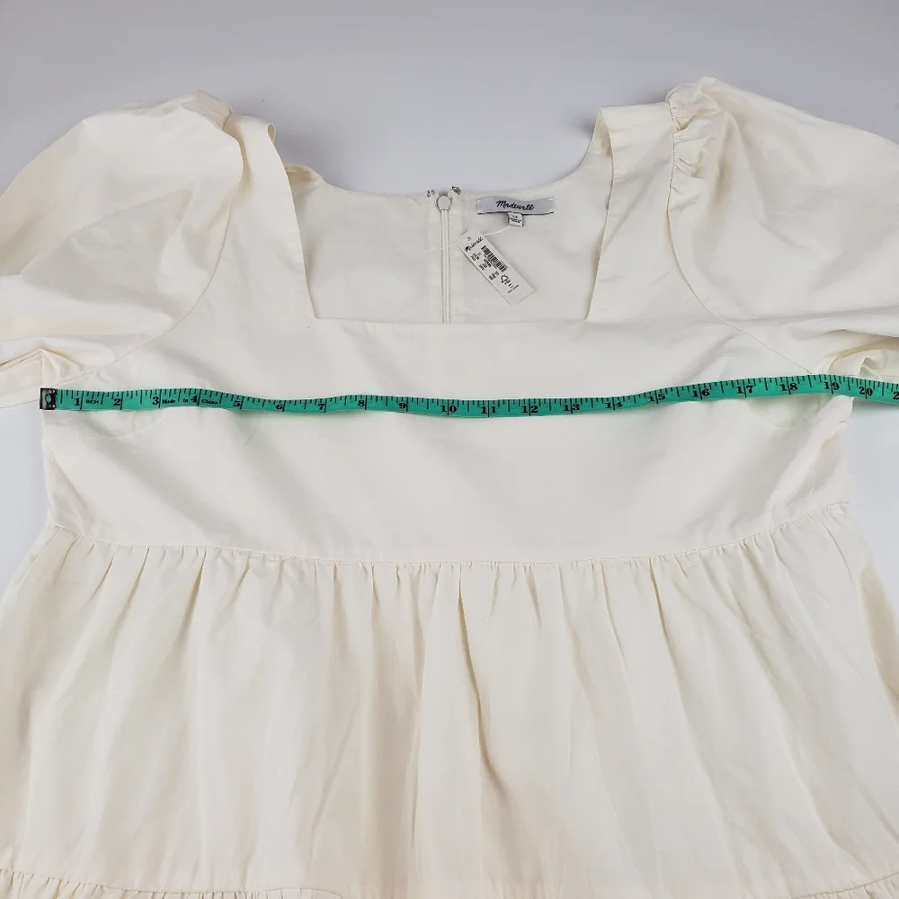 Madewell NWT Poplin Lizzie Babydoll Dress 12 Puffed Sleeves-Tiered Lighthouse - Picture 11 of 15